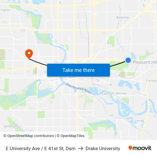E University Ave / E 41st St, Dsm to Drake University map