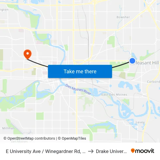 E University Ave / Winegardner Rd, Dsm to Drake University map