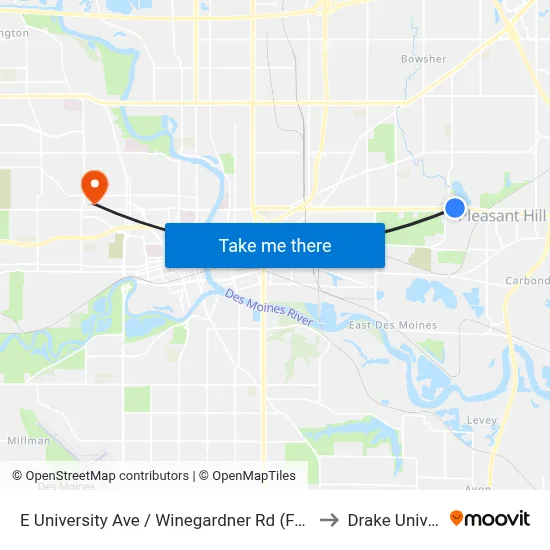 E University Ave / Winegardner Rd (Far-Side), Dsm to Drake University map