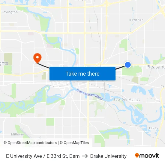E University Ave / E 33rd St, Dsm to Drake University map