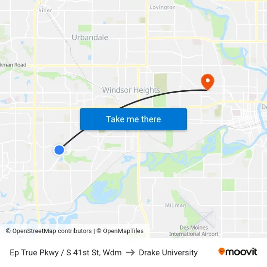 Ep True Pkwy / S 41st St, Wdm to Drake University map