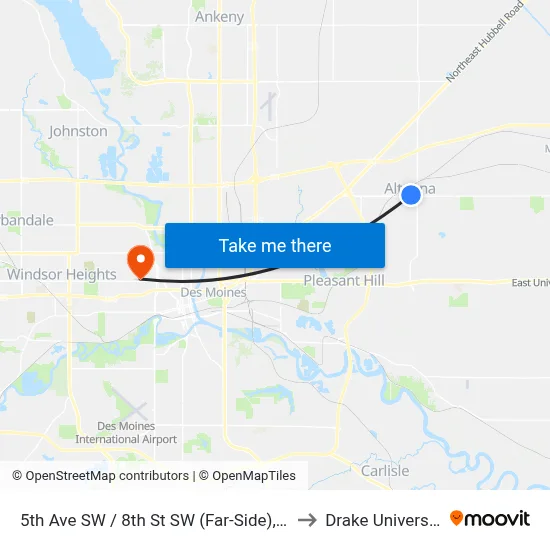 5th Ave SW / 8th St SW (Far-Side), Alt to Drake University map