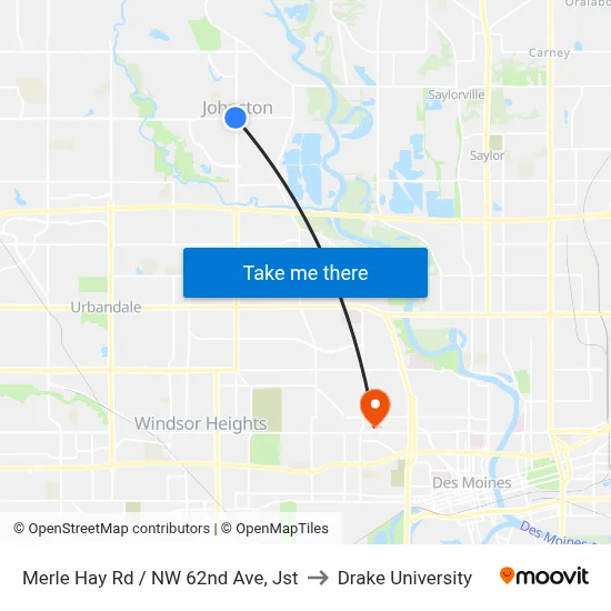 Merle Hay Rd / NW 62nd Ave, Jst to Drake University map