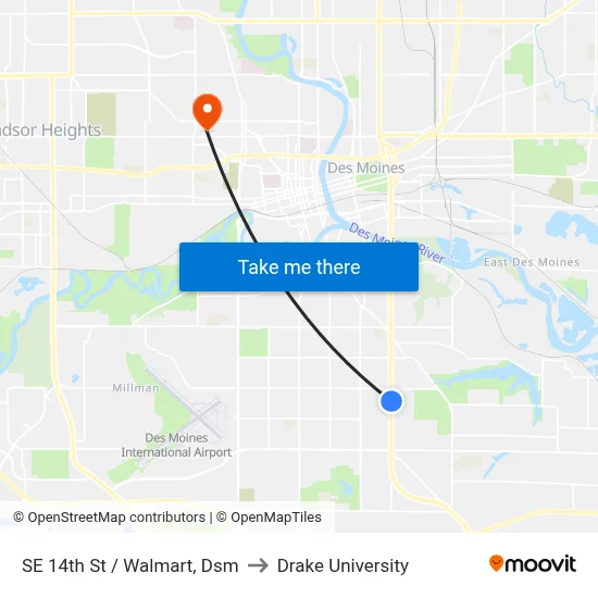 SE 14th St / Walmart, Dsm to Drake University map