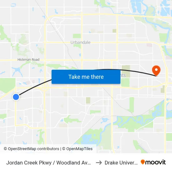 Jordan Creek Pkwy / Woodland Ave, Wdm to Drake University map