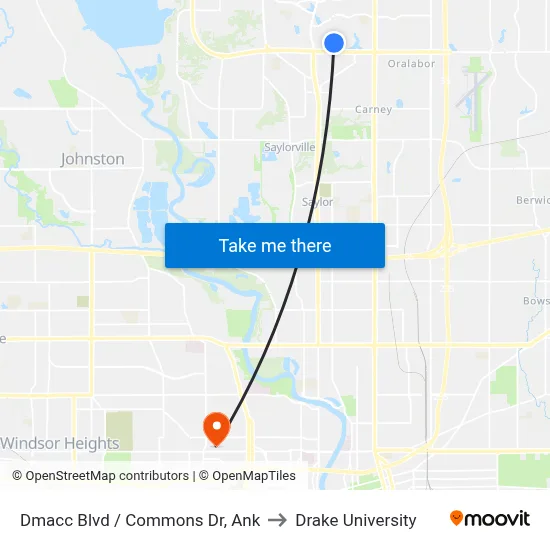 Dmacc Blvd / Commons Dr, Ank to Drake University map