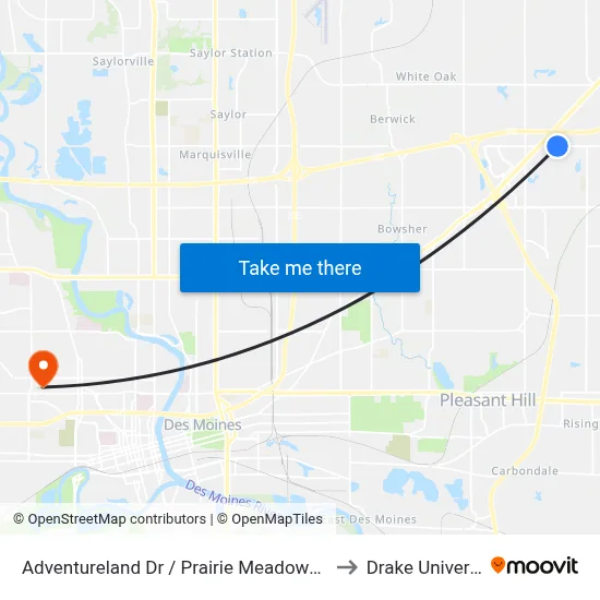 Adventureland Dr / Prairie Meadows Dr, Alt to Drake University map