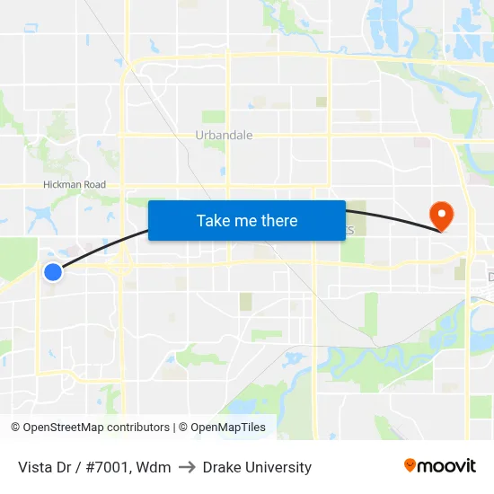 Vista Dr / #7001, Wdm to Drake University map
