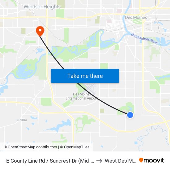 E County Line Rd / Suncrest Dr (Mid-Block), Dsm to West Des Moines map