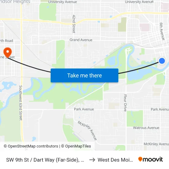 SW 9th St / Dart Way (Far-Side), Dsm to West Des Moines map