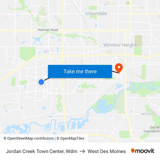 Jordan Creek Town Center, Wdm to West Des Moines map