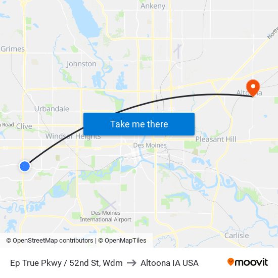 Ep True Pkwy / 52nd St, Wdm to Altoona IA USA map