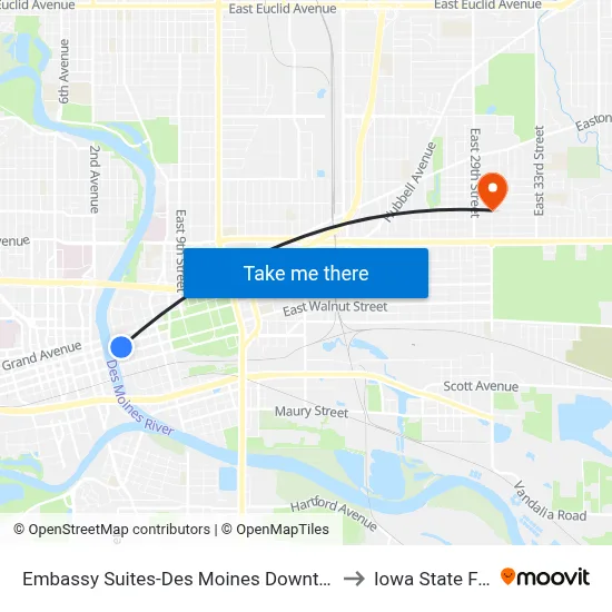 Embassy Suites-Des Moines Downtown to Iowa State Fair map
