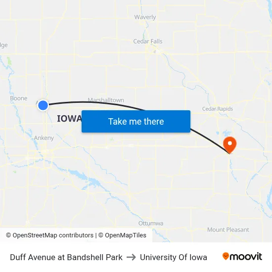 Duff Avenue at Bandshell Park to University Of Iowa map