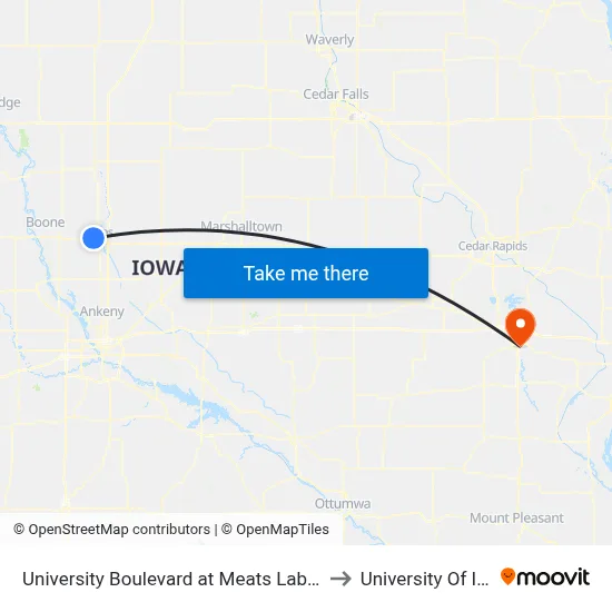 University Boulevard at Meats Laboratory to University Of Iowa map