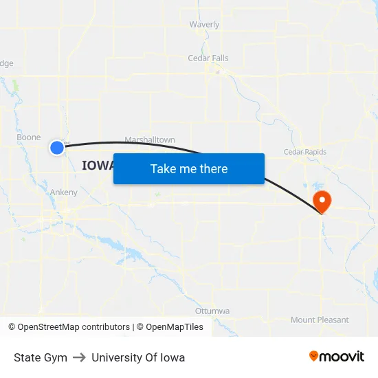 State Gym to University Of Iowa map