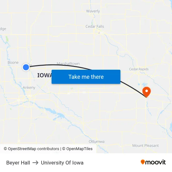 Beyer Hall to University Of Iowa map
