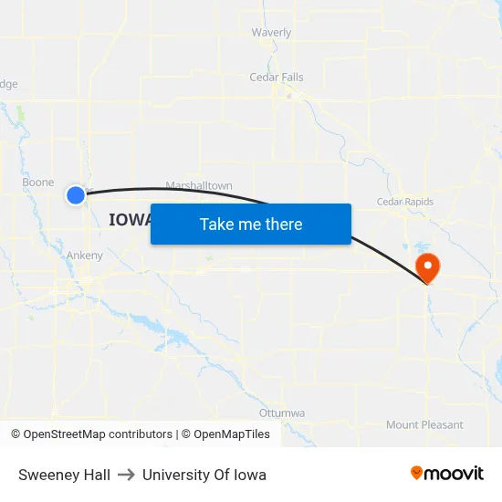 Sweeney Hall to University Of Iowa map