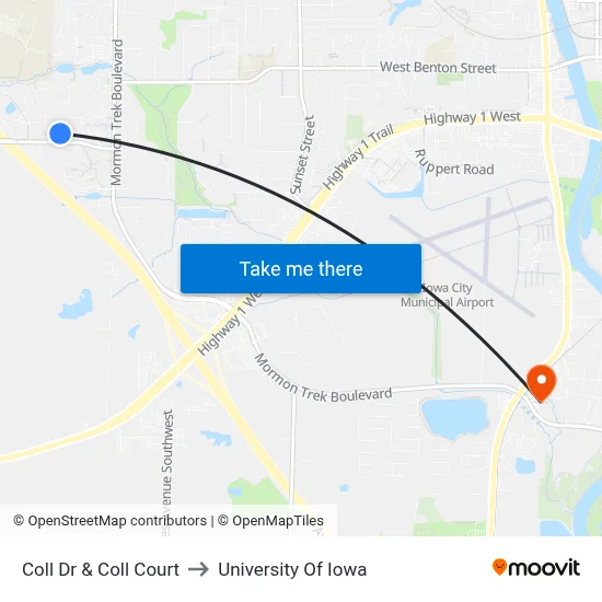 Coll Dr & Coll Court to University Of Iowa map