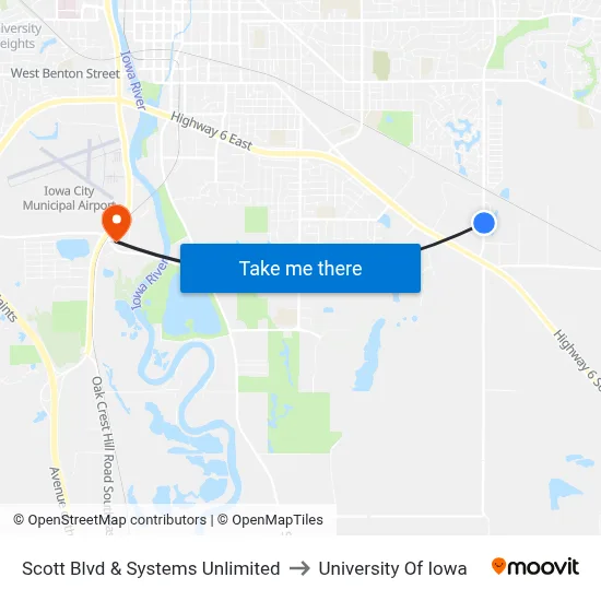 Scott Blvd & Systems Unlimited to University Of Iowa map
