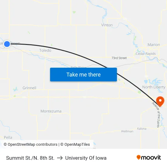 Summit St./N. 8th St. to University Of Iowa map