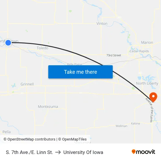 S. 7th Ave./E. Linn St. to University Of Iowa map