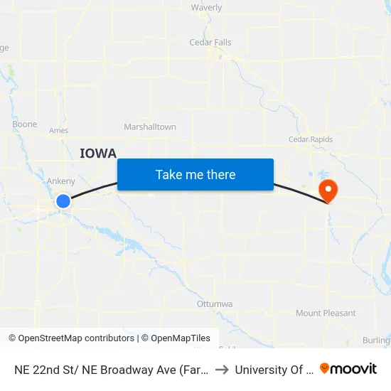 NE 22nd St/ NE Broadway Ave (Far-Side), Plk to University Of Iowa map