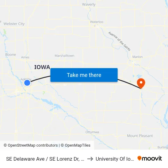SE Delaware Ave / SE Lorenz Dr, Ank to University Of Iowa map