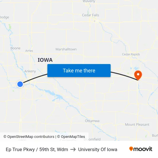 Ep True Pkwy / 59th St, Wdm to University Of Iowa map
