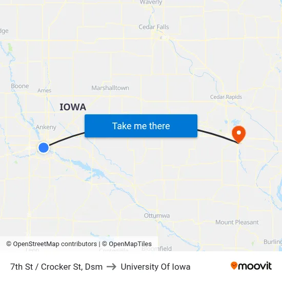 7th St / Crocker St, Dsm to University Of Iowa map