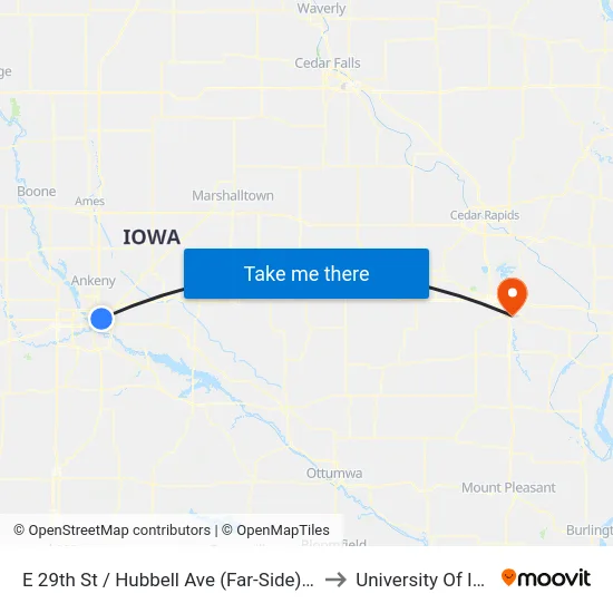 E 29th St / Hubbell Ave (Far-Side), Dsm to University Of Iowa map