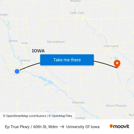 Ep True Pkwy / 60th St, Wdm to University Of Iowa map