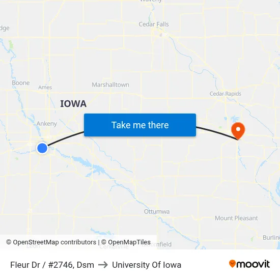 Fleur Dr / #2746, Dsm to University Of Iowa map