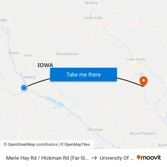 Merle Hay Rd / Hickman Rd (Far-Side), Dsm to University Of Iowa map