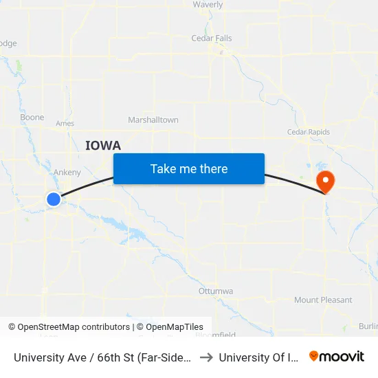 University Ave / 66th St (Far-Side), Wht to University Of Iowa map