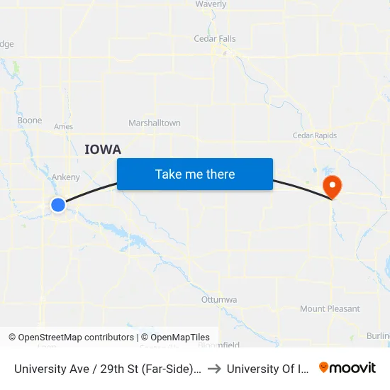 University Ave / 29th St (Far-Side), Dsm to University Of Iowa map
