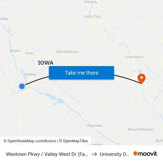 Westown Pkwy / Valley West Dr (Far-Side), Wdm to University Of Iowa map