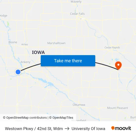 Westown Pkwy / 42nd St, Wdm to University Of Iowa map