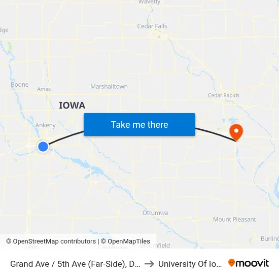 Grand Ave / 5th Ave (Far-Side), Dsm to University Of Iowa map