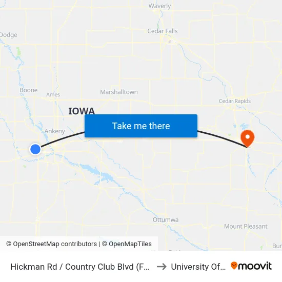 Hickman Rd / Country Club Blvd (Far-Side), Clv to University Of Iowa map