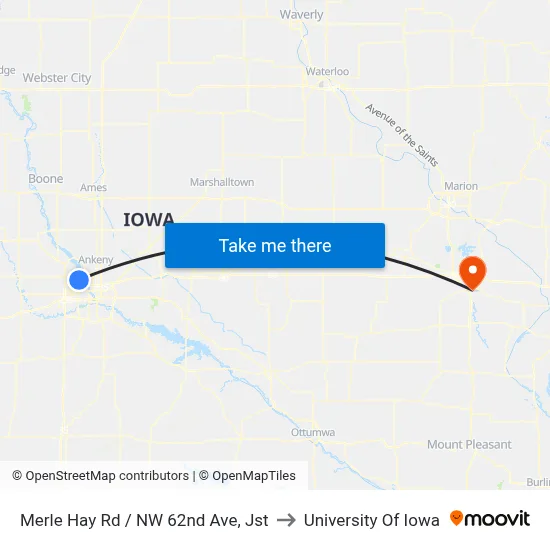 Merle Hay Rd / NW 62nd Ave, Jst to University Of Iowa map