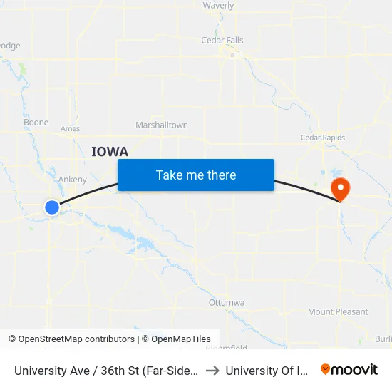 University Ave / 36th St (Far-Side), Clv to University Of Iowa map