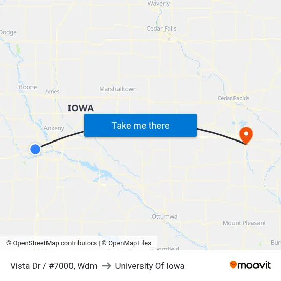 Vista Dr / #7000, Wdm to University Of Iowa map