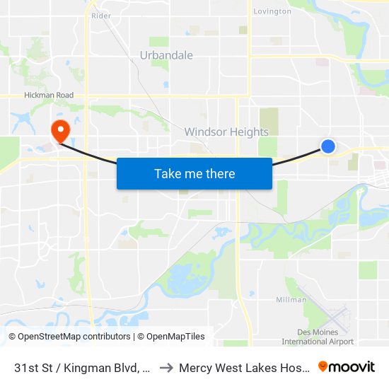 31st St / Kingman Blvd, Dsm to Mercy West Lakes Hospital map