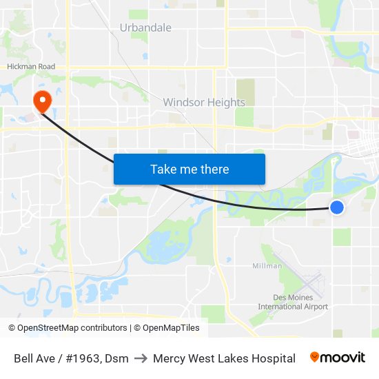 Bell Ave / #1963, Dsm to Mercy West Lakes Hospital map