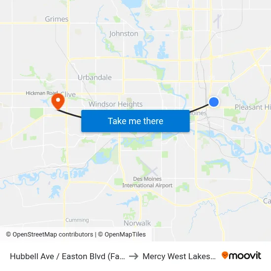 Hubbell Ave / Easton Blvd (Far-Side), Dsm to Mercy West Lakes Hospital map