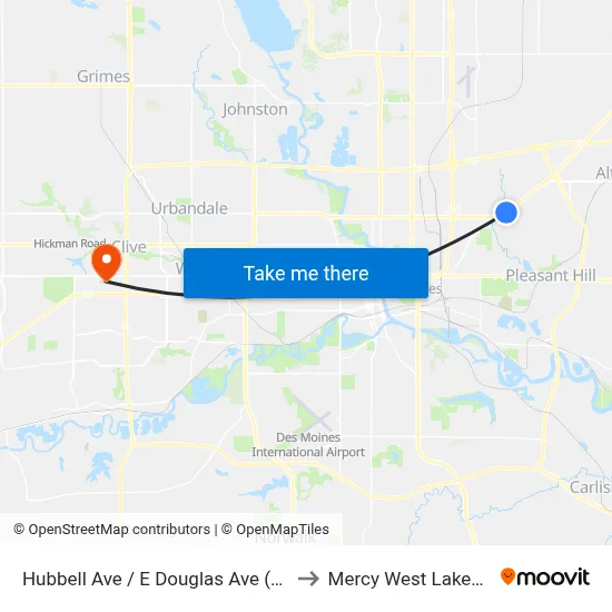 Hubbell Ave / E Douglas Ave (Far-Side), Dsm to Mercy West Lakes Hospital map