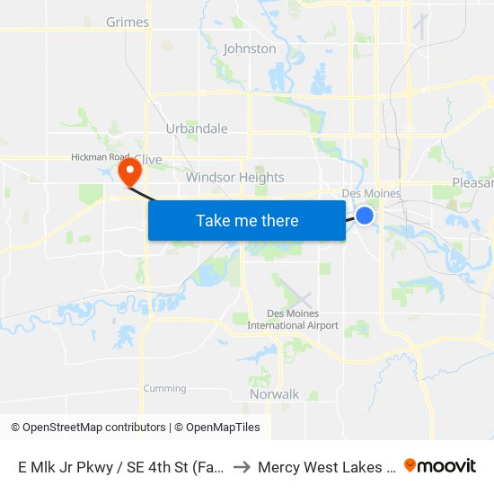 E Mlk Jr Pkwy / SE 4th St (Far-Side), Dsm to Mercy West Lakes Hospital map