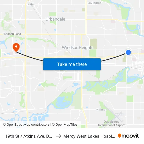 19th St / Atkins Ave, Dsm to Mercy West Lakes Hospital map