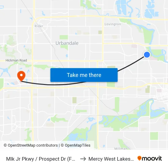 Mlk Jr Pkwy / Prospect Dr (Far-Side), Dsm to Mercy West Lakes Hospital map